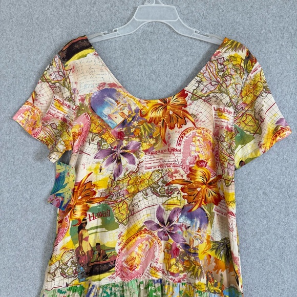 Jams World Dress Womens XL Mini Tiered Island Hop W329 Outlook Hawaii Floral USA - Picture 7 of 15